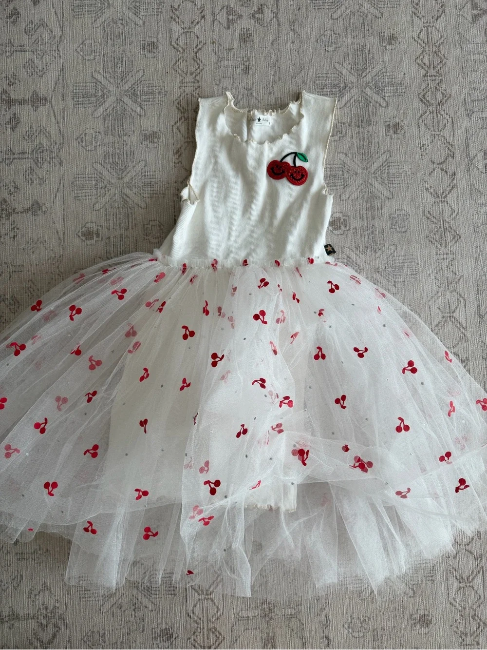 Girls White Tulle Cherry Dance Dress